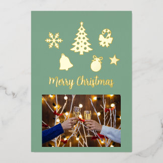 Invitación Con Relieve Metalizado Christmas Foil Photo Postcard, Foil Postcard