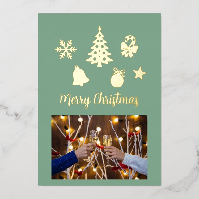 Invitación Con Relieve Metalizado Christmas Foil Photo Postcard, Foil Postcard (Anverso)