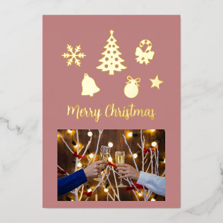 Invitación Con Relieve Metalizado Christmas Foil Photo Postcard, Foil Postcard