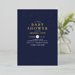 Invitación Con Relieve Metalizado Chupinada de bebé niño de velero náutico