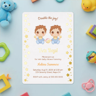 Invitación Con Relieve Metalizado Chupinada de gemelos