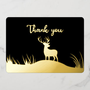 Invitación Con Relieve Metalizado Ciervo negro y dorado Minimalista Funeral conmemor