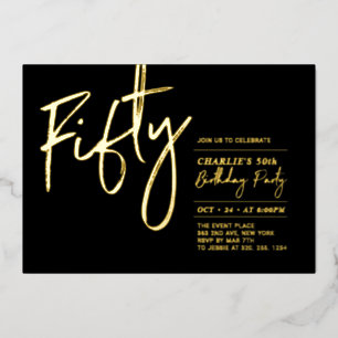 Invitación Con Relieve Metalizado Cincuenta Fiesta de cumpleaños número 50 de Mode