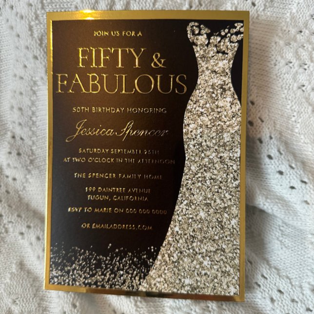 Invitación Con Relieve Metalizado Cincuenta y fabuloso Relieve metalizado Dorado 50  (Subido por el creador)