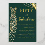 Invitación Con Relieve Metalizado Cincuenta y fabuloso vestido de oro esmeralda 50 c<br><div class="desc">Cincuenta y fabuloso vestido de oro esmeralda 50 cumpleaños Relieve metalizado invitación Ver otras invitaciones en nuestro Nest Store</div>