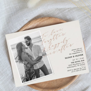 Invitación Con Relieve Metalizado Cita de amor y risa Foto Compromiso Fiesta
