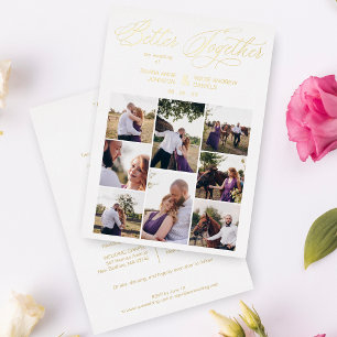 Invitación Con Relieve Metalizado Cita Golden 8 Fotos Whimsical Better Together