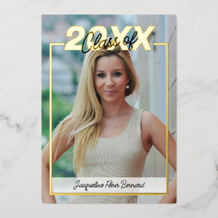 Invitación Con Relieve Metalizado Clase de 2024 Elegante negro y oro