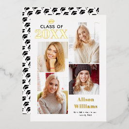 Invitación Con Relieve Metalizado Clase de graduación de Relieve metalizado de oro d