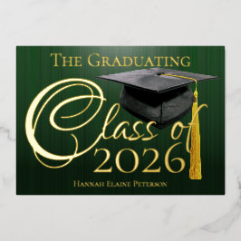 Invitación Con Relieve Metalizado Clase de Graduación Verde de 20245