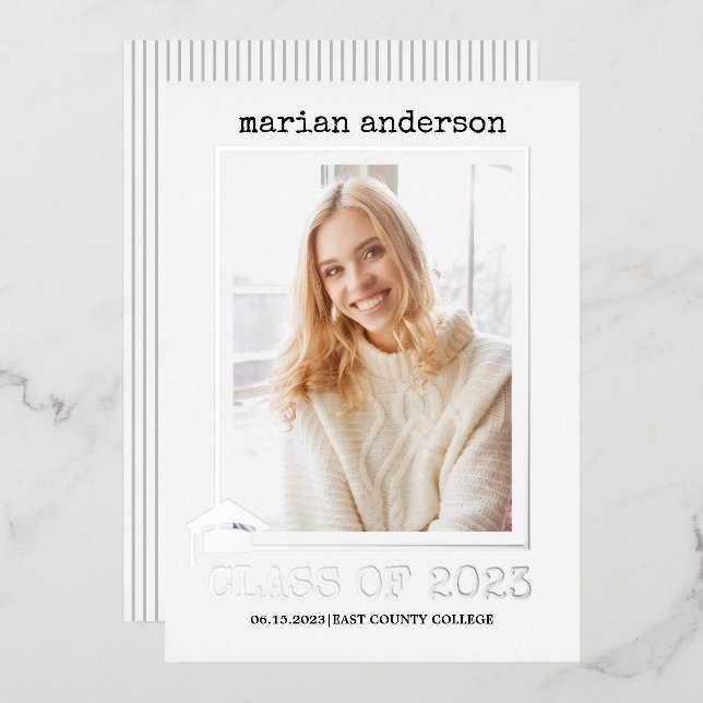 Invitación Con Relieve Metalizado Clase de Relieve metalizado de fotografía de gradu (Anverso/Reverso)