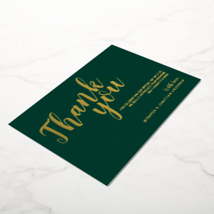 Invitación Con Relieve Metalizado Clase Elegante Boda Agradecimiento Esmeralda y Oro