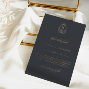Invitación Con Relieve Metalizado Clase Magistral de Caligrafía Elegante Monograma M