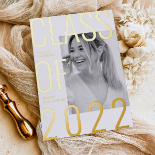 Invitación Con Relieve Metalizado Clase Moderna de 2022 Fiesta de Graduación con Rel
