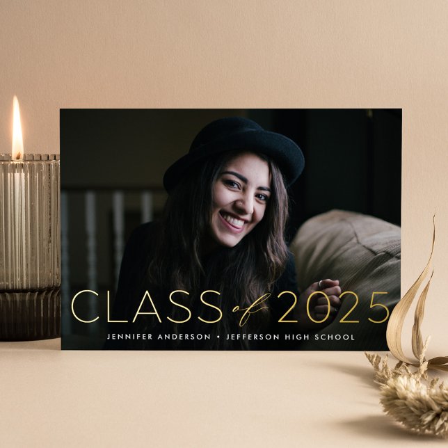 Invitación Con Relieve Metalizado Clase moderna de Oro de Graduación Fotográfica 202 (Subido por el creador)