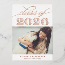 Clase Vintage de 2025 Foto Graduación Rosa Oro