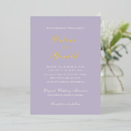 Invitación Con Relieve Metalizado Clásica Boda Elegante Lilac