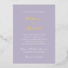 Invitación Con Relieve Metalizado Clásica Boda Elegante Lilac