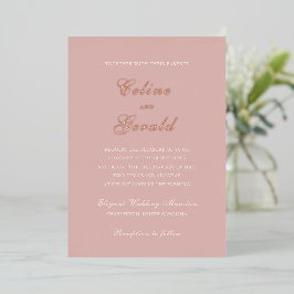 Invitación Con Relieve Metalizado Clásica Boda Elegante Rosa