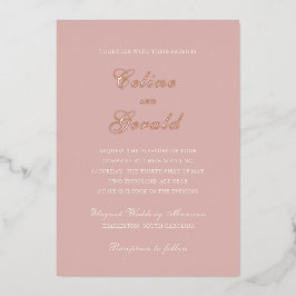 Invitación Con Relieve Metalizado Clásica Boda Elegante Rosa