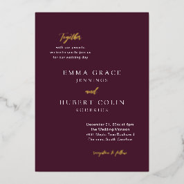 Invitación Con Relieve Metalizado Clásica Boda Purple Elegante