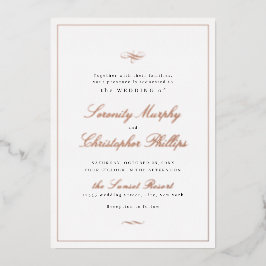 Invitación Con Relieve Metalizado Clásica Elegancia Escritura Rosa Dorado Simple Bod