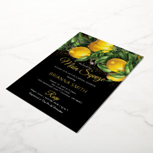 Invitación Con Relieve Metalizado Clásica Elegante Ducha de Novia Limón Real
