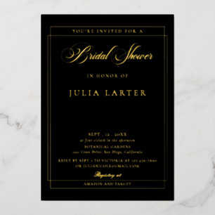 Invitación Con Relieve Metalizado Clásica lluvia de boda de novia con caligrafía en