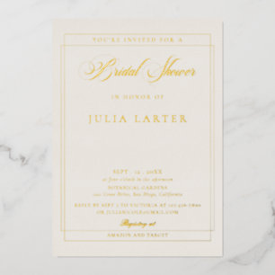Invitación Con Relieve Metalizado Clásica lluvia de boda de novia con caligrafía en
