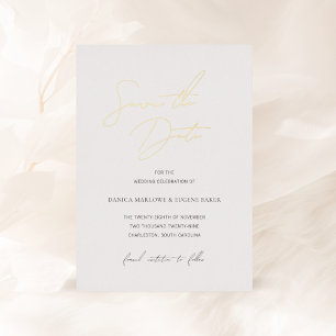 Invitación Con Relieve Metalizado Clásico Ahorro de Fecha de Boda en Blanco y Negro