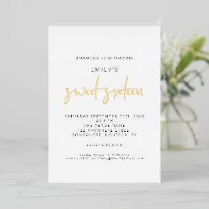 Invitación Con Relieve Metalizado Clásico Cumpleaños Dieciséis Moderno Script Real