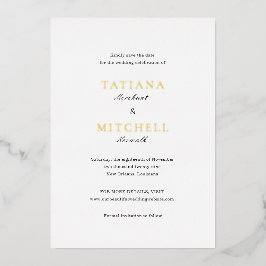 Invitación Con Relieve Metalizado Clásico Elegante Boda Guardar la Fecha