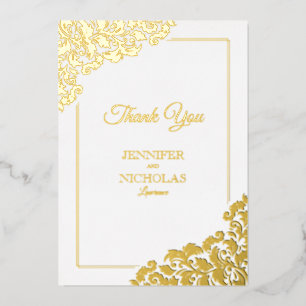 Invitación Con Relieve Metalizado Clásico elegante con adornos florales para Boda