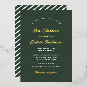 Invitación Con Relieve Metalizado Clásico Esmeralda de Navidad para Boda de Temporad