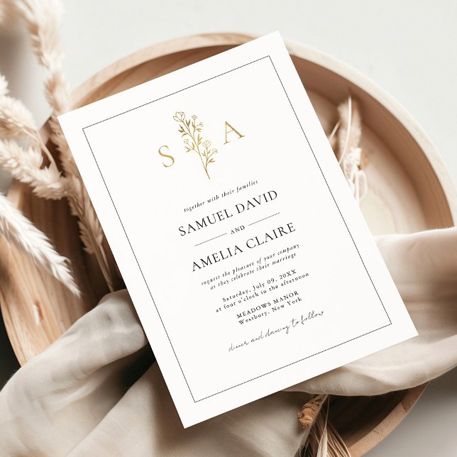 Invitación Con Relieve Metalizado Clásico Floral Negro Y Blanco Moderno Boda (Subido por el creador)