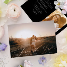 Clásico Foto Bodas Rosa Dorado Guardar Fecha