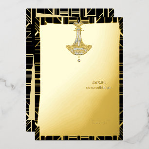 Invitación Con Relieve Metalizado Clásico Gatsby Flapper Despedida de Soltera en Oro