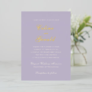 Invitación Con Relieve Metalizado Clásico Lila Elegante Boda