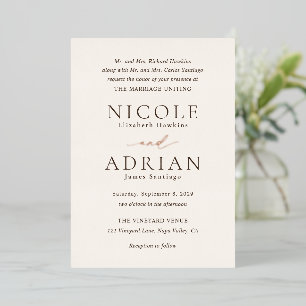 Invitación Con Relieve Metalizado Clásico Marfil Elegante Boda
