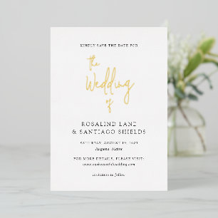 Invitación Con Relieve Metalizado Clásico Moderno Ahorra la Fecha de Boda