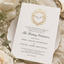 Clásico Monograma de Corona Floral Boda
