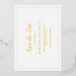 Invitación Con Relieve Metalizado Clásico Monograma Elegante Boda Guardar la Fecha