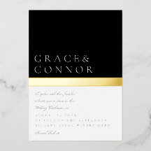 Clásico Negro Blanco Gris Oro Hoja Raya Boda