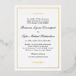 Invitación Con Relieve Metalizado Clásico Simple Elegante Boda