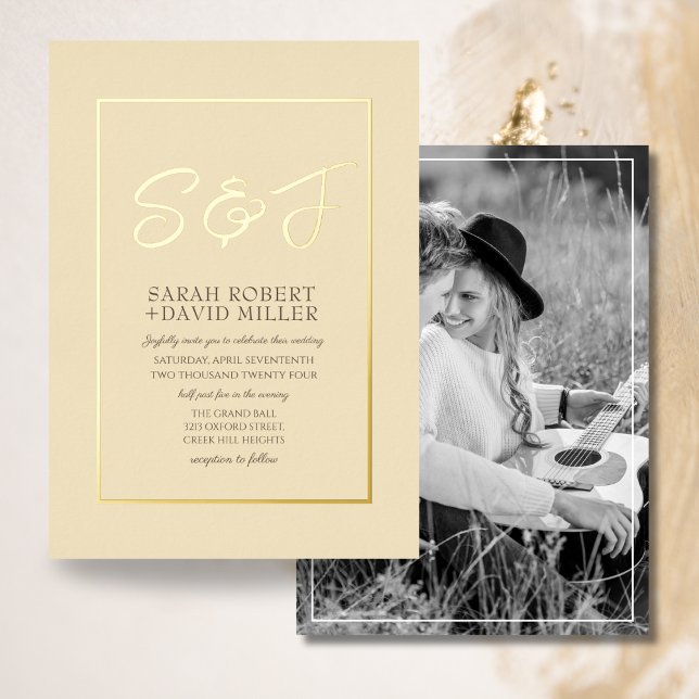 Invitación Con Relieve Metalizado Clásico Tierra Tone Lemon Amarillo Fotografía de m (Subido por el creador)