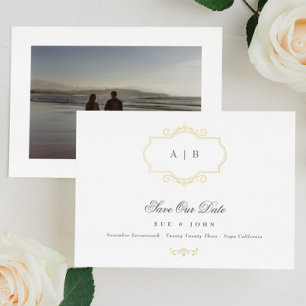 Invitación Con Relieve Metalizado clásico tradicional oro boda guardar la fecha