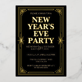 Invitación Con Relieve Metalizado Classic Gold Frame New Year’s Eve Party Invitation