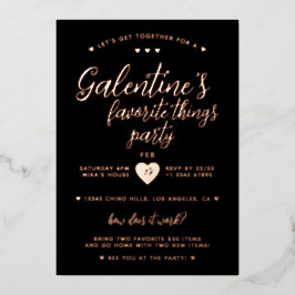 Invitación Con Relieve Metalizado Classy Galentine's Favorite Things Party 