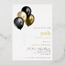 Classy Gold Black Balloons 50th Birthday Real