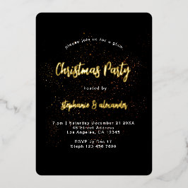 Invitación Con Relieve Metalizado Classy Gold Black Navidades Fiesta Luxury